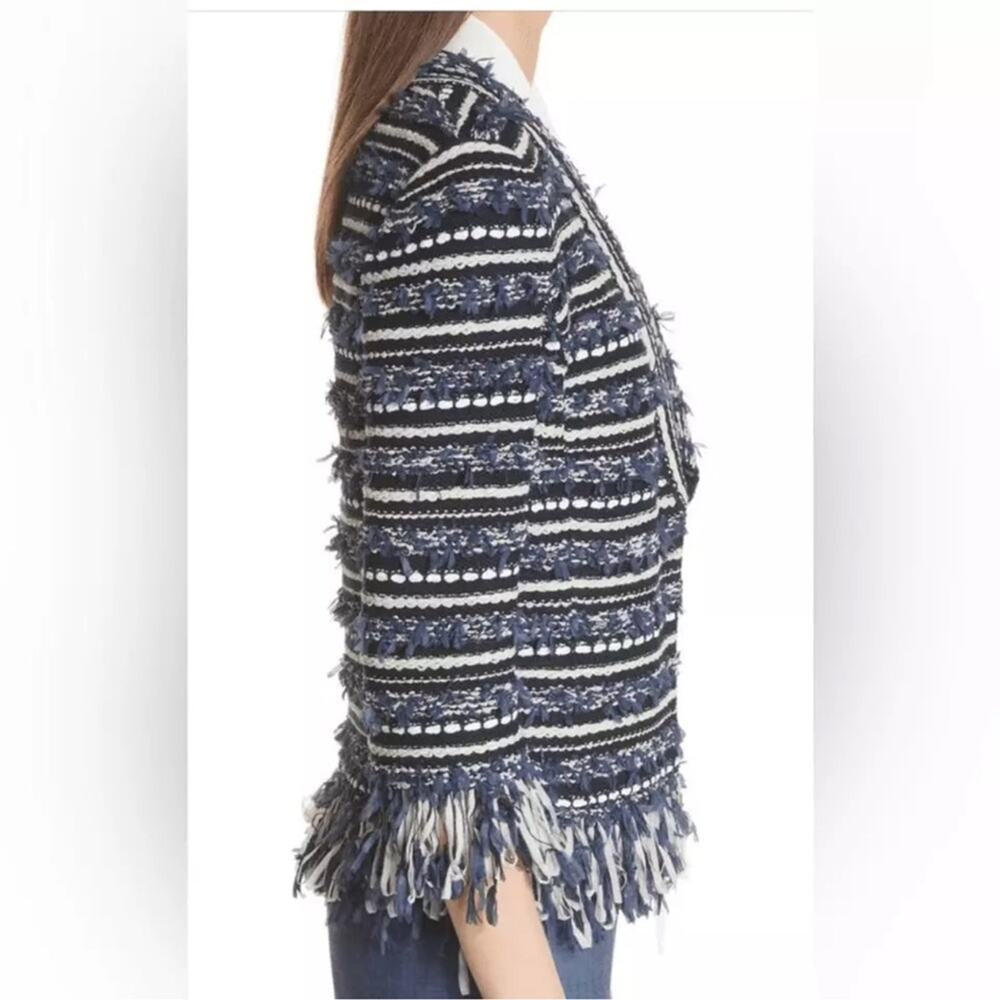 St. John Collection Lofty Floats 3/4 Sleeve Knit Jacket Blue White Size XL - Picture 3 of 11